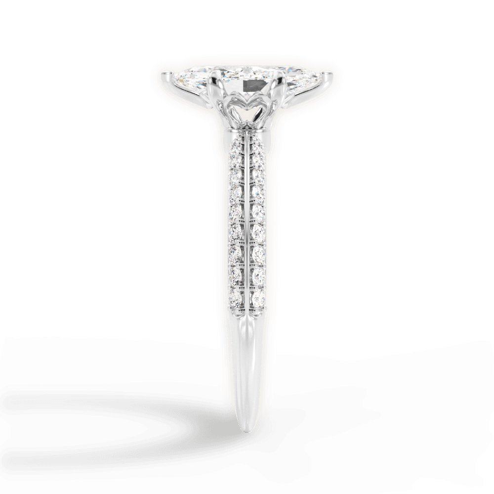 Gail Marquise Cut Lab Grown Diamond 18Kt White Gold Engagement Ring - View 4