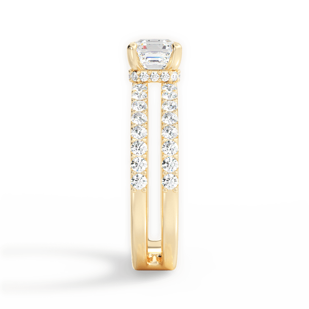 Christie Asscher Cut Lab Grown Diamond 18Kt Yellow Gold Engagement Ring - View 3