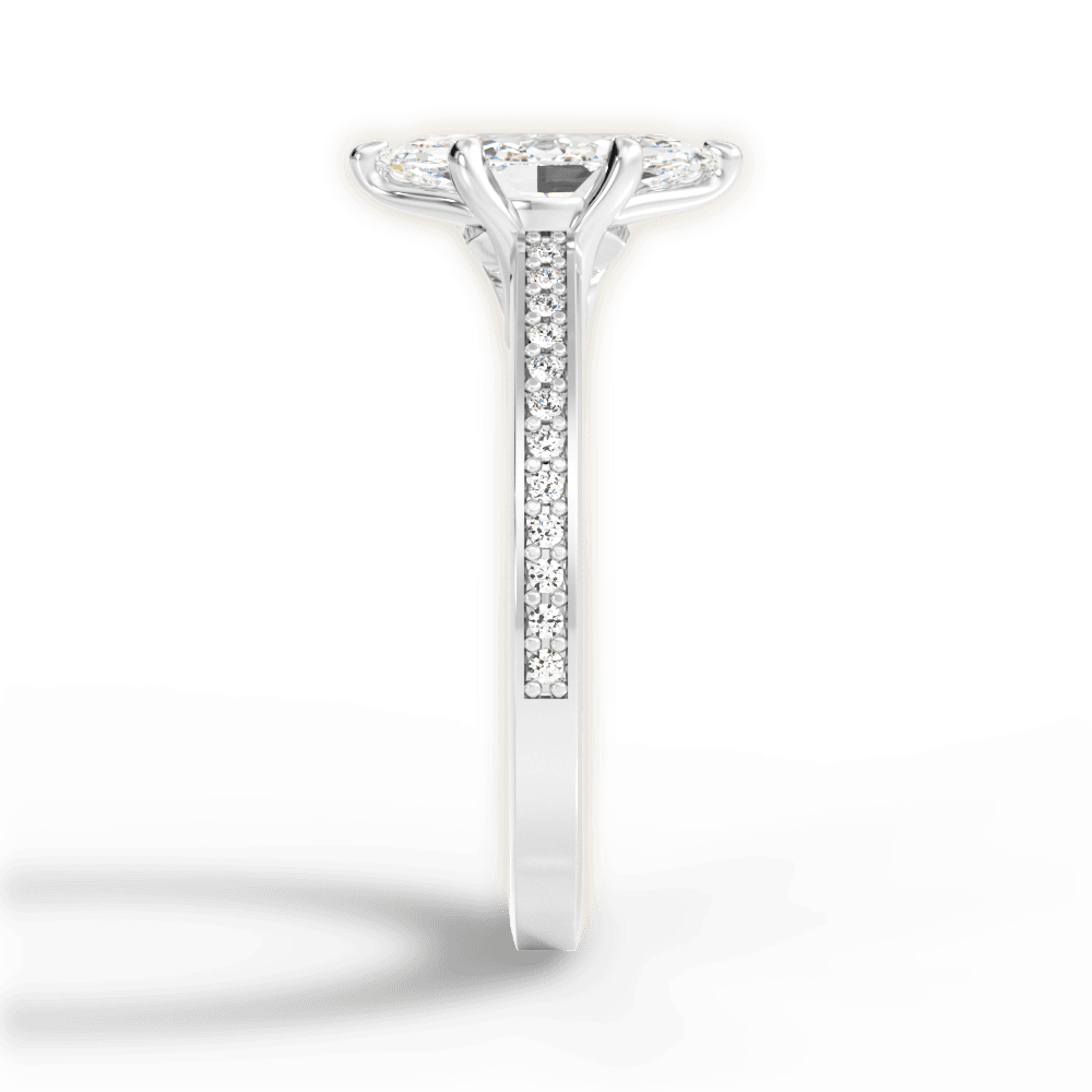 Donna Marquise Cut Lab Grown Diamond 18Kt White Gold Engagement Ring - View 4