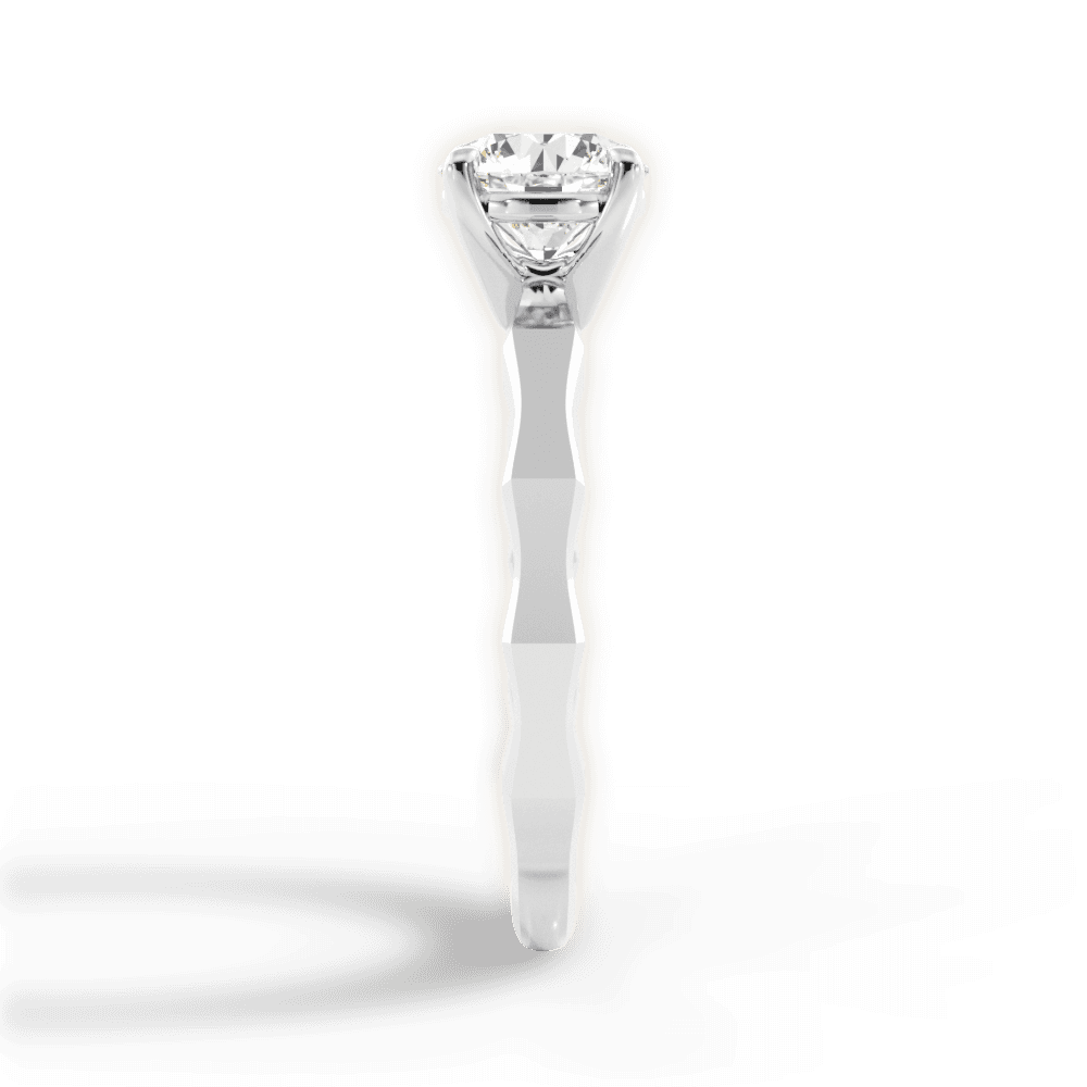 Aaliyah Round Cut Lab Grown Diamond 18Kt White Gold Engagement Ring - View 4
