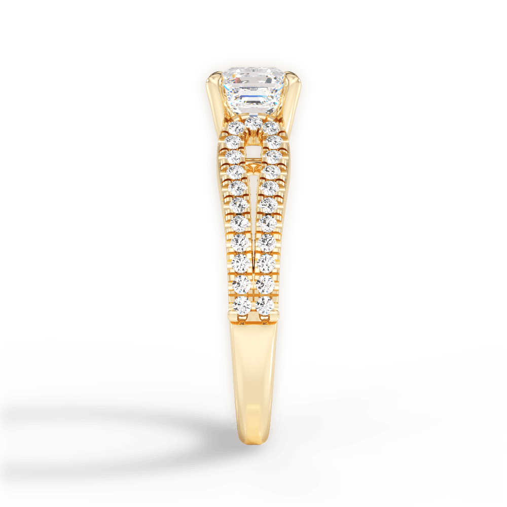 Jessica Asscher Cut Lab Grown Diamond 18Kt Yellow Gold Engagement Ring - View 3