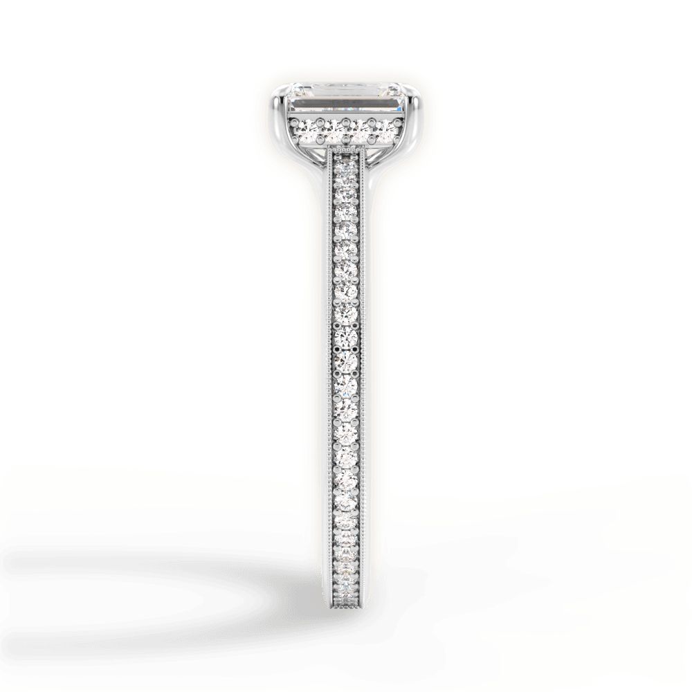 Janet Emerald Cut Lab Grown Diamond 14Kt White Gold Engagement Ring - View 4
