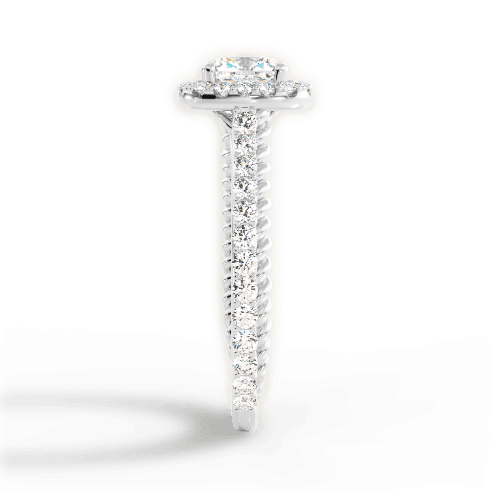 Kim Cushion Cut Lab Grown Diamond Platinum Engagement Ring - View 4
