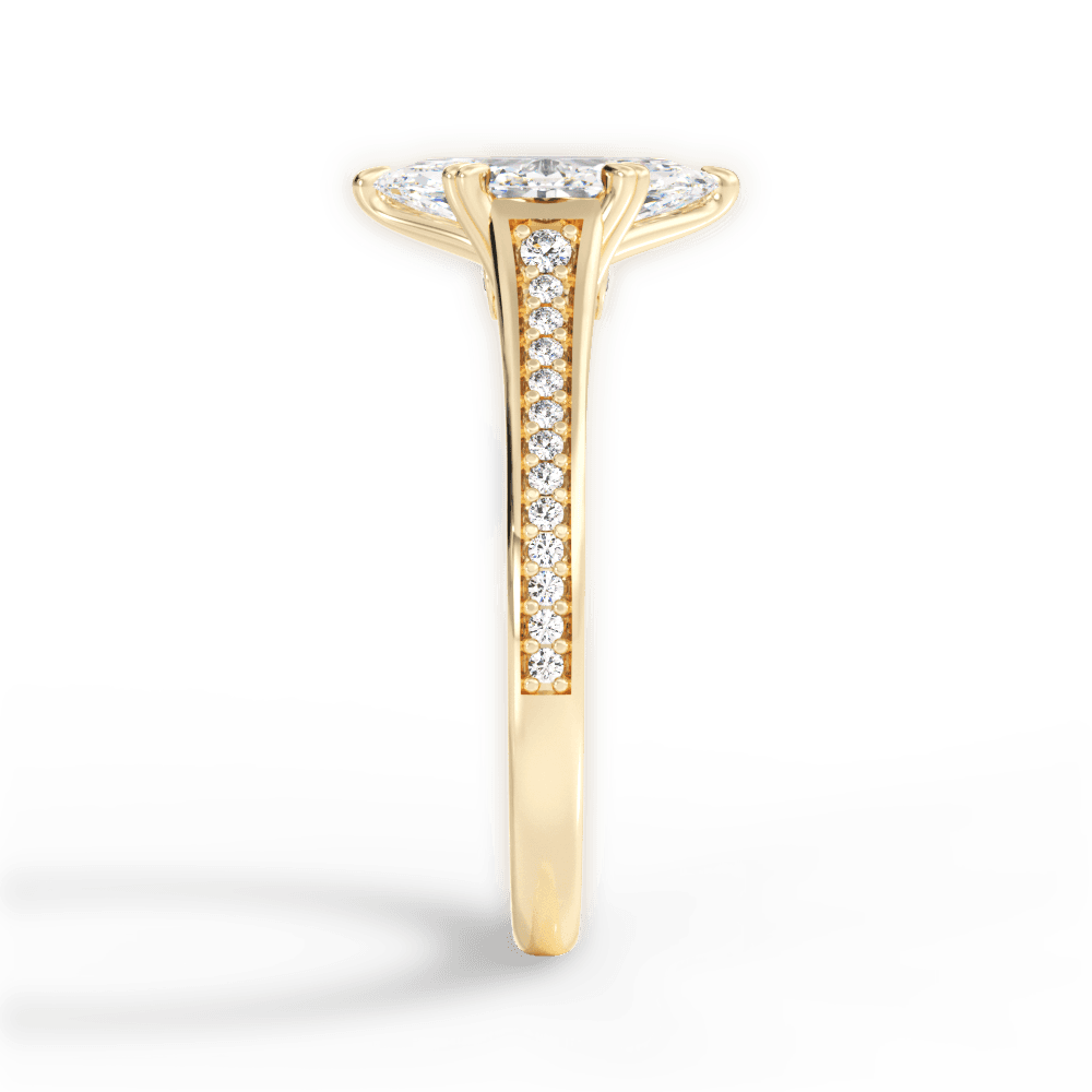 Delia Marquise Cut Lab Grown Diamond 18Kt Yellow Gold Engagement Ring - View 4