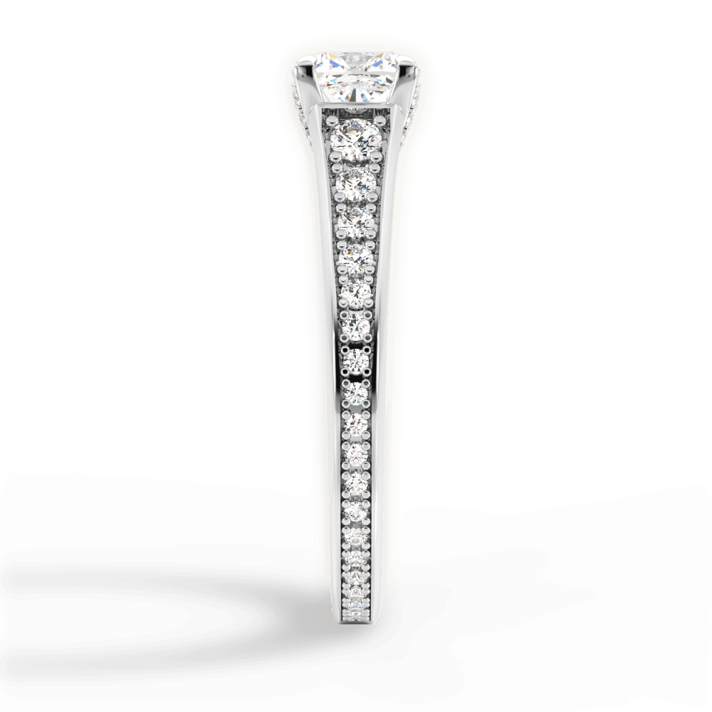 Leslie Cushion Cut Lab Grown Diamond 18Kt White Gold Engagement Ring - View 2