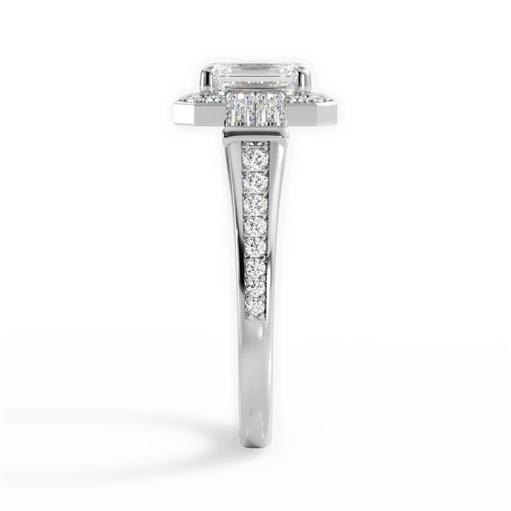 Katherine Emerald Cut Lab Grown Diamond 18Kt White Gold Engagement Ring - View 2