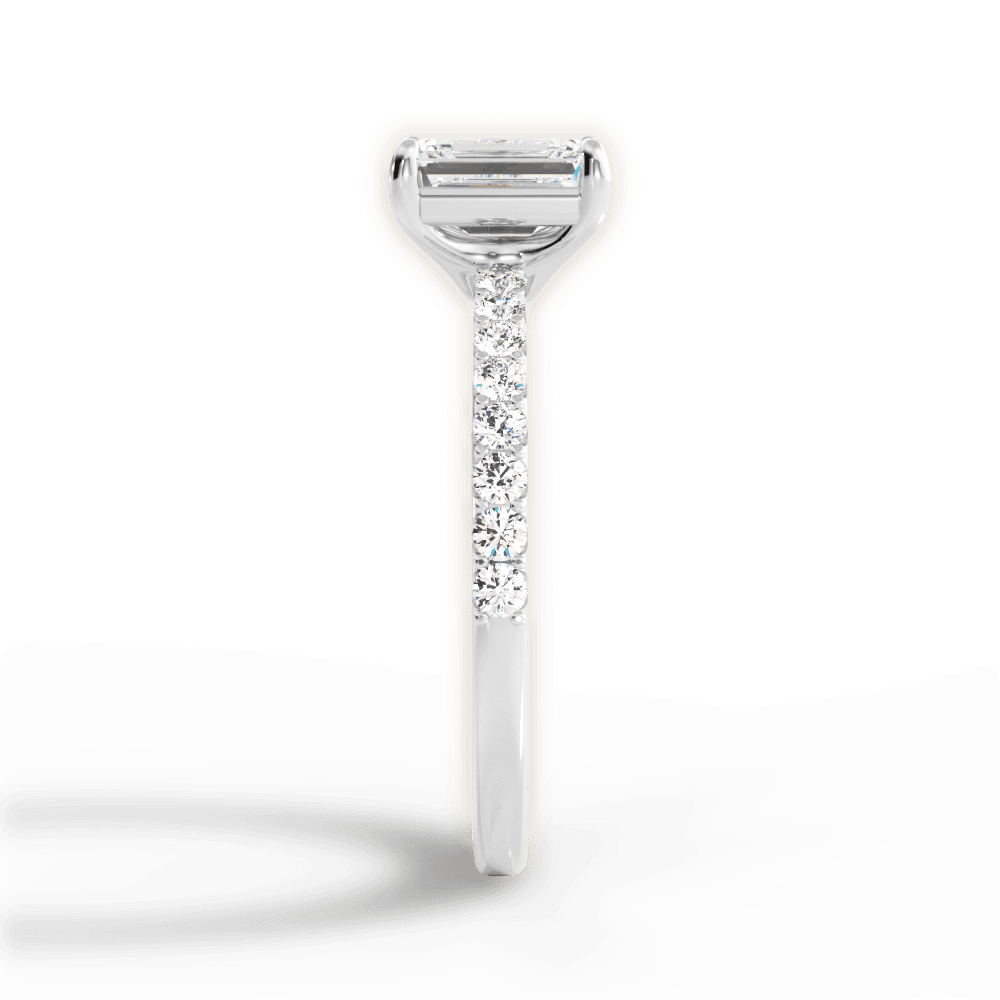 Elsie Emerald Cut Lab Grown Diamond 18Kt White Gold Engagement Ring - View 2
