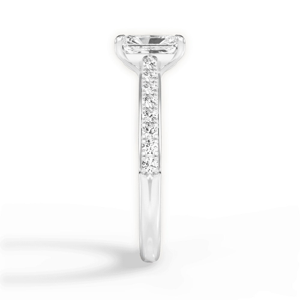 Elizabeth Radiant Cut Lab Grown Diamond 18Kt White Gold Engagement Ring - View 2
