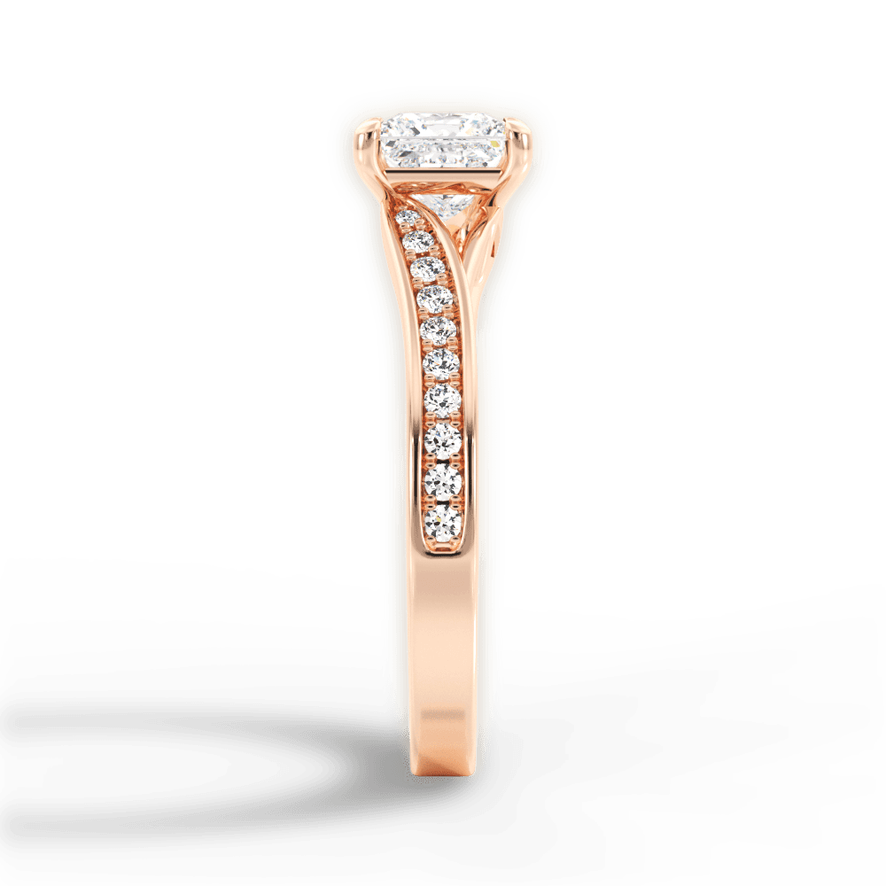 Elise Princess Cut Lab Grown Diamond 18Kt Rose Gold Engagement Ring - View 4