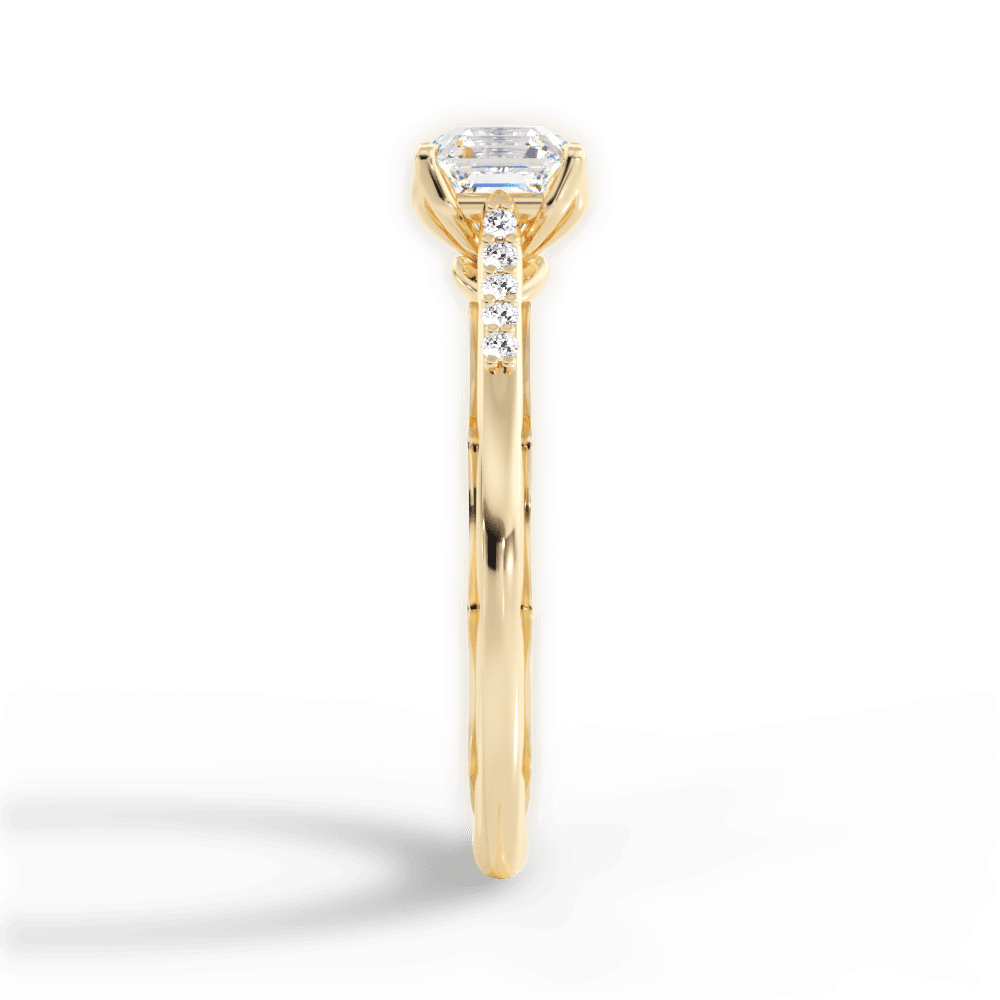 Christina Asscher Cut Lab Grown Diamond 18Kt Yellow Gold Engagement Ring - View 4