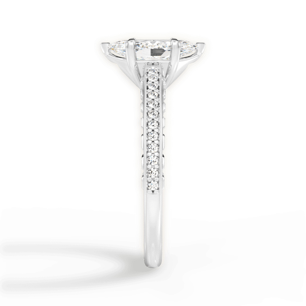 Caroline Marquise Cut Lab Grown Diamond 18Kt White Gold Engagement Ring - View 2
