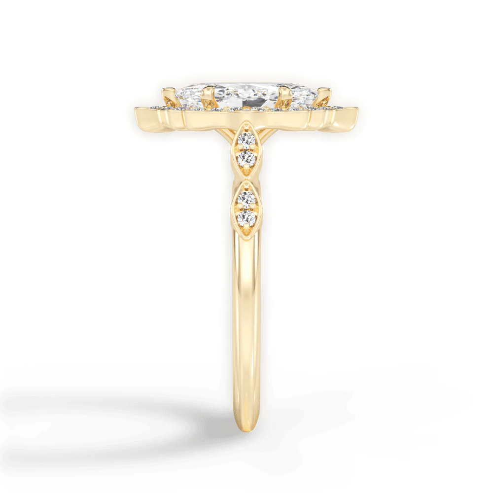 Julie Marquise Cut Lab Grown Diamond 18Kt Yellow Gold Engagement Ring - View 2