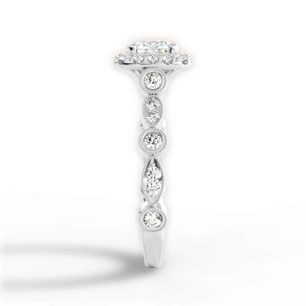 Irene Cushion Cut Lab Grown Diamond 18Kt White Gold Engagement Ring - View 4