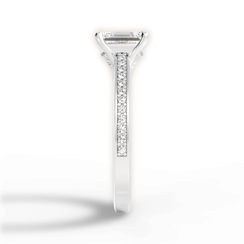 Donna Emerald Cut Lab Grown Diamond Platinum Engagement Ring - View 2