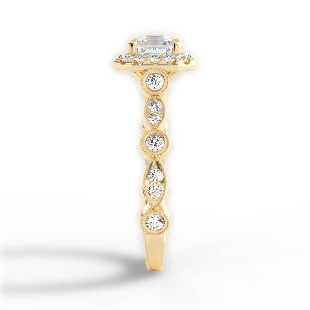 Irene Asscher Cut Lab Grown Diamond 18Kt Yellow Gold Engagement Ring - View 3