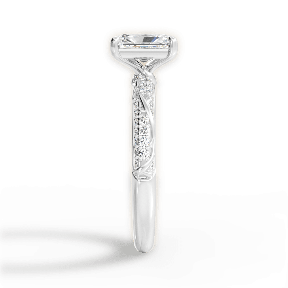 Gloria Radiant Cut Lab Grown Diamond 18Kt White Gold Engagement Ring - View 3