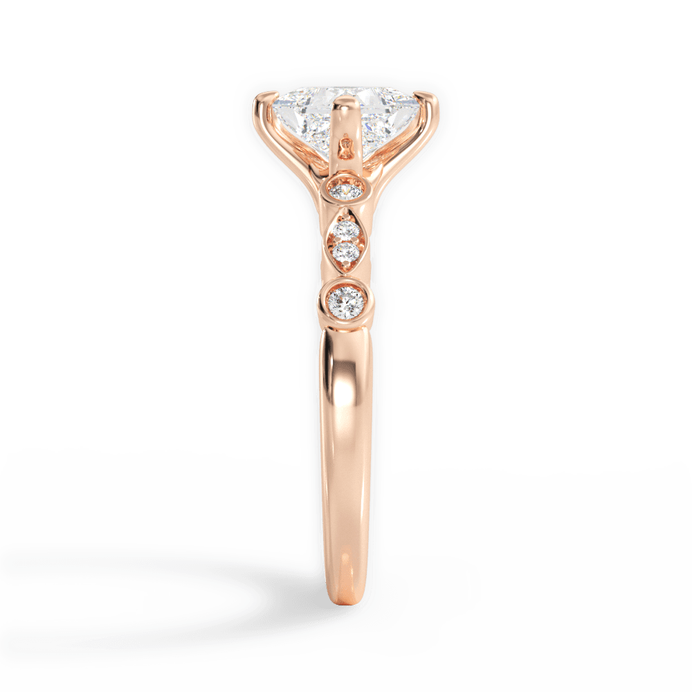 Catherine Princess Cut Lab Grown Diamond 18Kt Rose Gold Engagement Ring - View 4