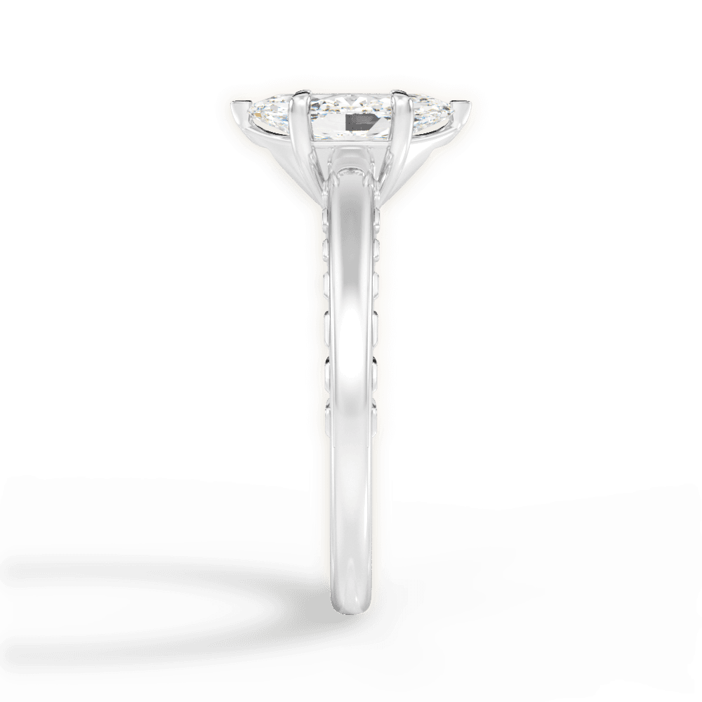 Annette Marquise Cut Lab Grown Diamond 18Kt White Gold Engagement Ring - View 3