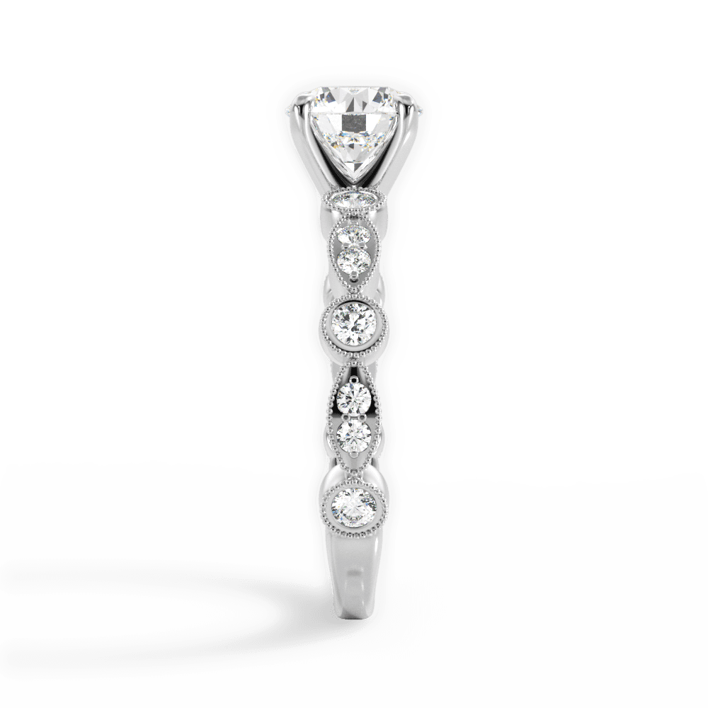Edith Round Cut Lab Grown Diamond Platinum Engagement Ring - View 4