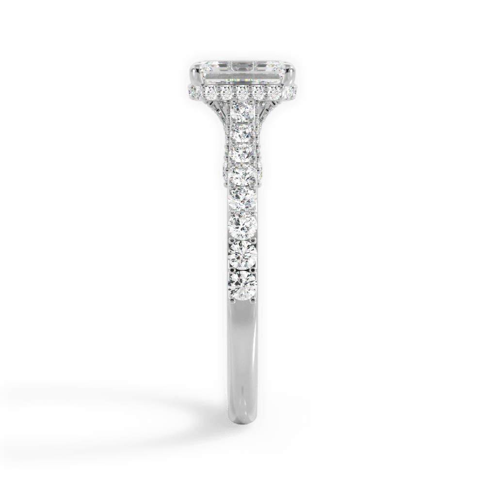 Laura Emerald Cut Lab Grown Diamond 14Kt White Gold Engagement Ring - View 3