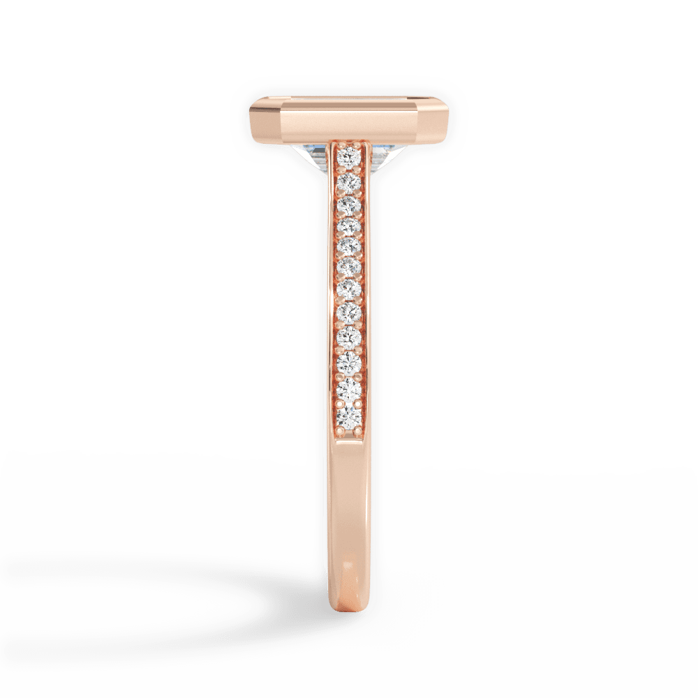 Deanna Emerald Cut Lab Grown Diamond 18Kt Rose Gold Engagement Ring - View 3