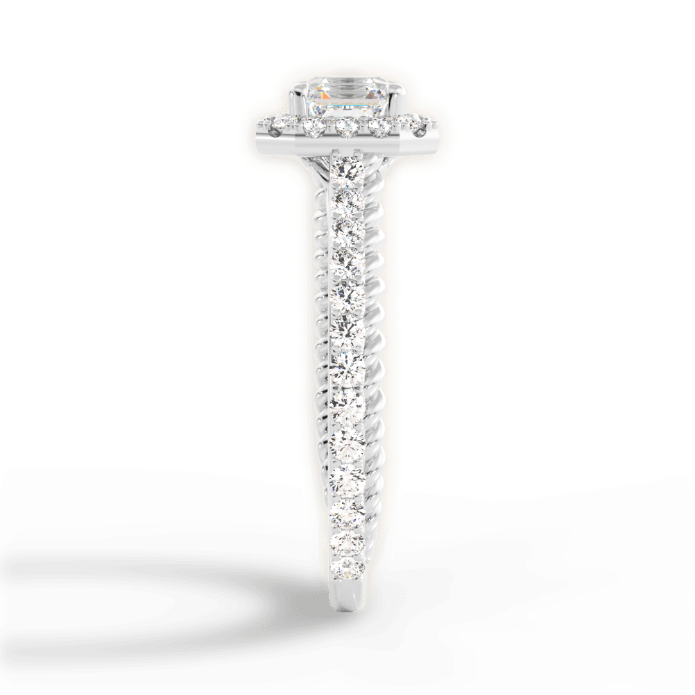Kim Asscher Cut Lab Grown Diamond 18Kt White Gold Engagement Ring - View 4