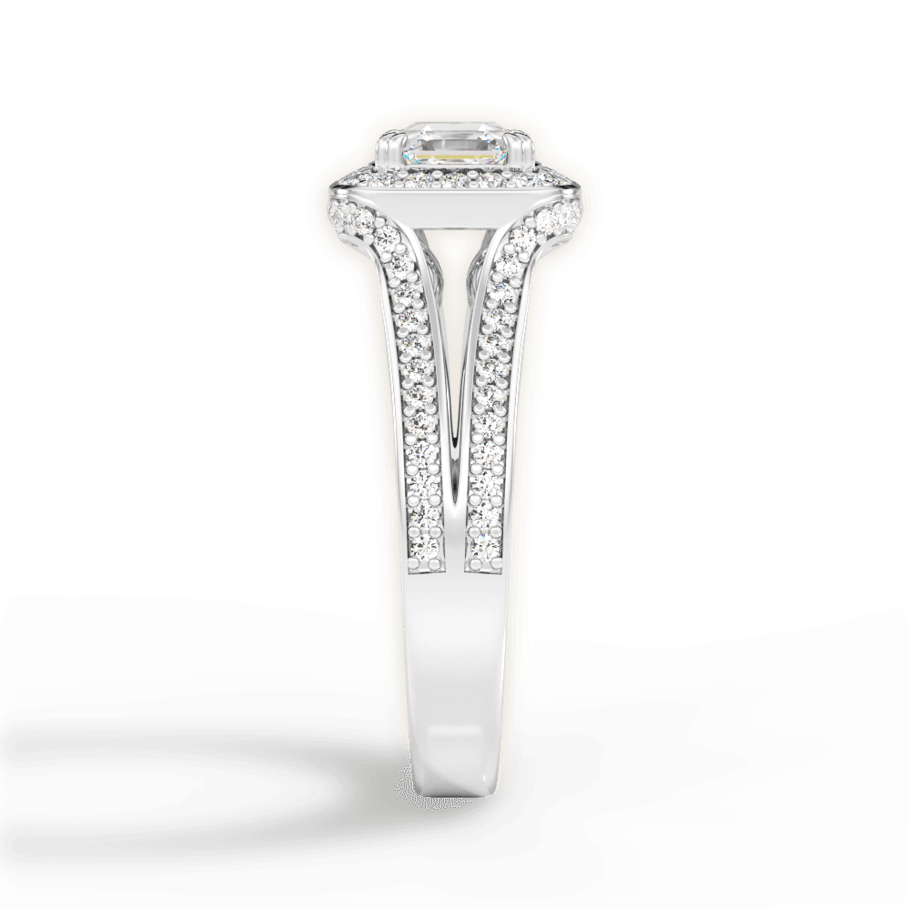 Mackenzie Asscher Cut Lab Grown Diamond 18Kt White Gold Engagement Ring - View 4