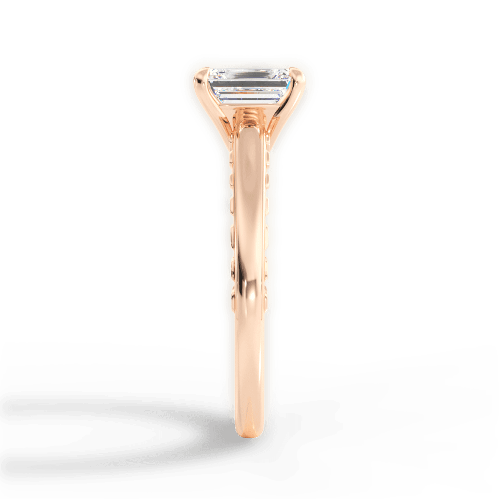 Annette Emerald Cut Lab Grown Diamond 18Kt Rose Gold Engagement Ring - View 3