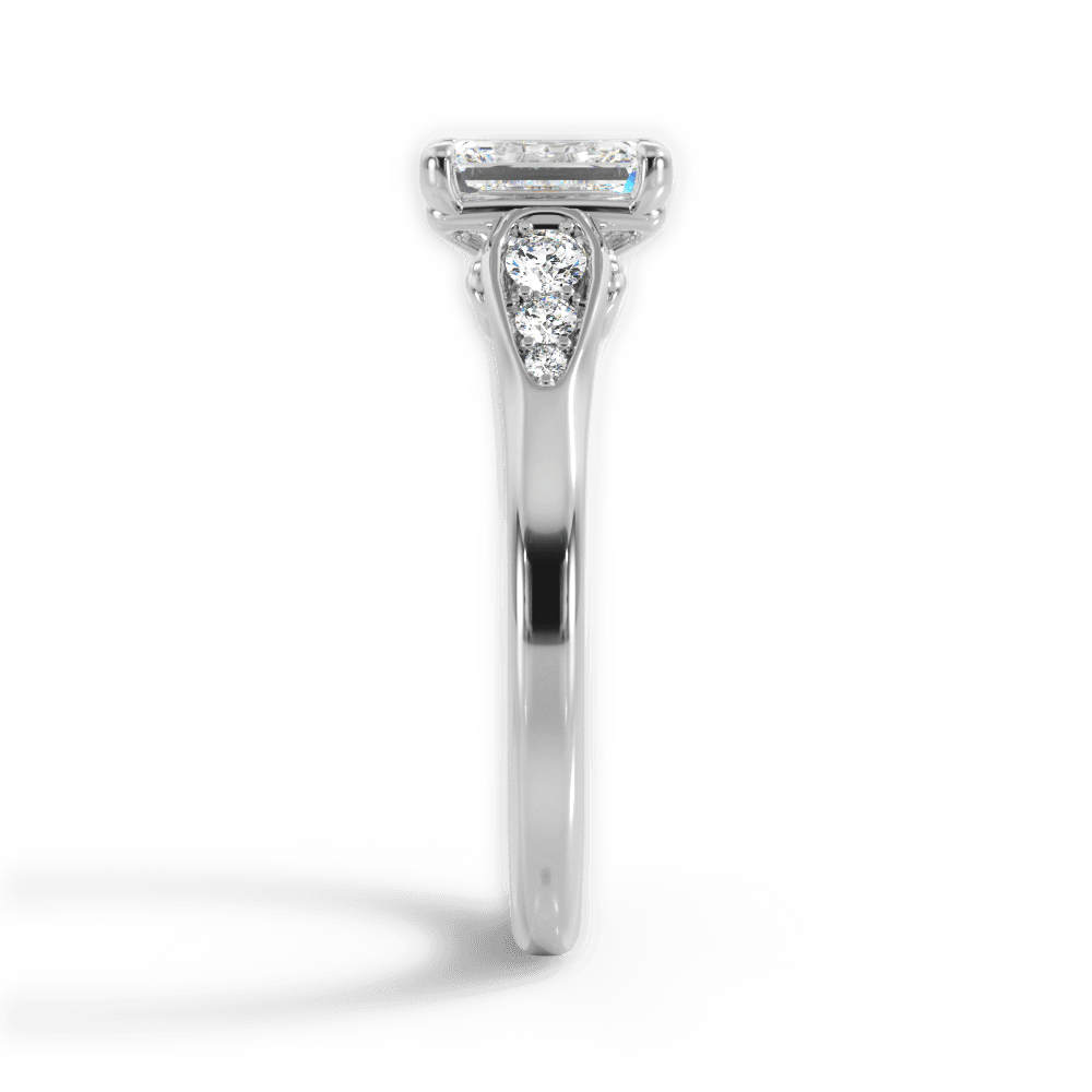 Cecilia Emerald Cut Lab Grown Diamond 18Kt White Gold Engagement Ring - View 2