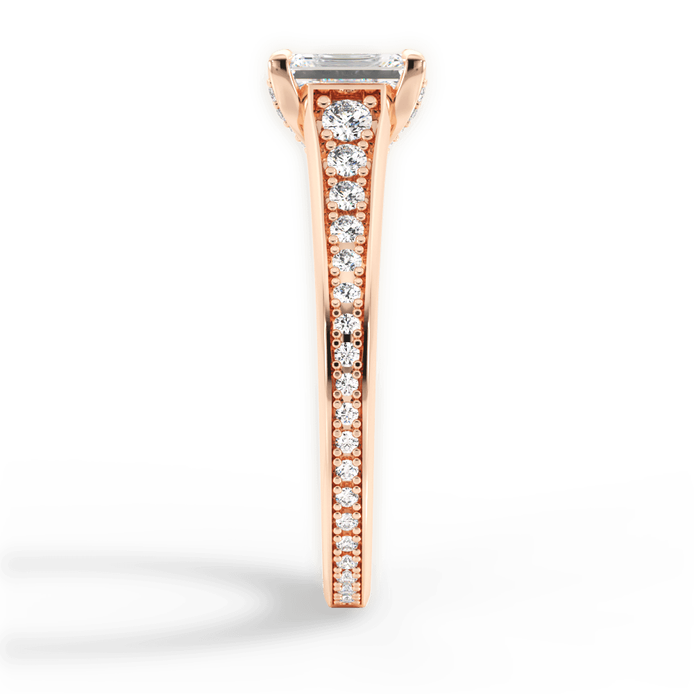 Leslie Emerald Cut Lab Grown Diamond 18Kt Rose Gold Engagement Ring - View 3