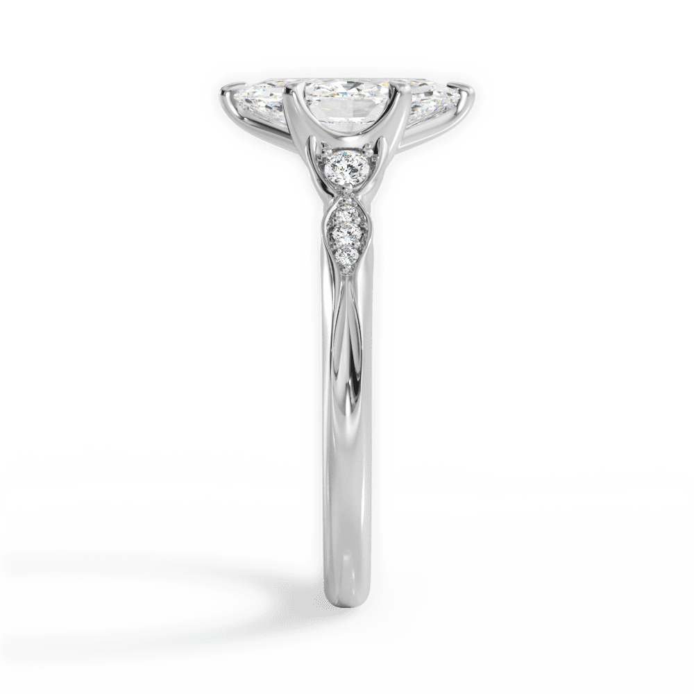 Cassie Marquise Cut Lab Grown Diamond 14Kt White Gold Engagement Ring - View 3