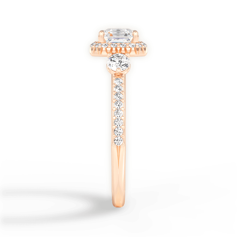 Julia Asscher Cut Lab Grown Diamond 18Kt Rose Gold Engagement Ring - View 2