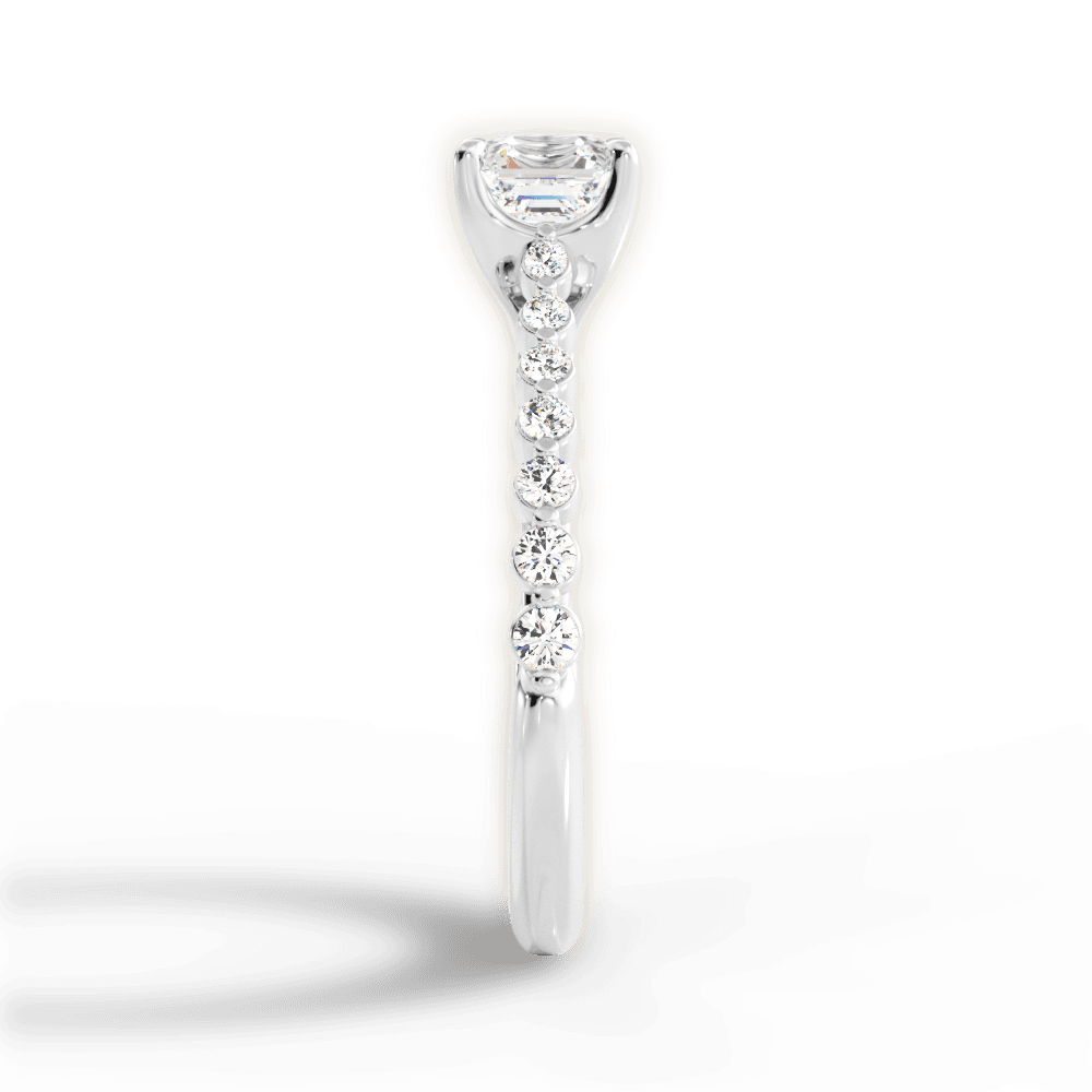 Dana Asscher Cut Lab Grown Diamond 18Kt White Gold Engagement Ring - View 2
