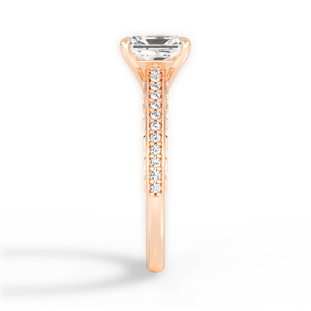 Caroline Radiant Cut Lab Grown Diamond 18Kt Rose Gold Engagement Ring - View 2