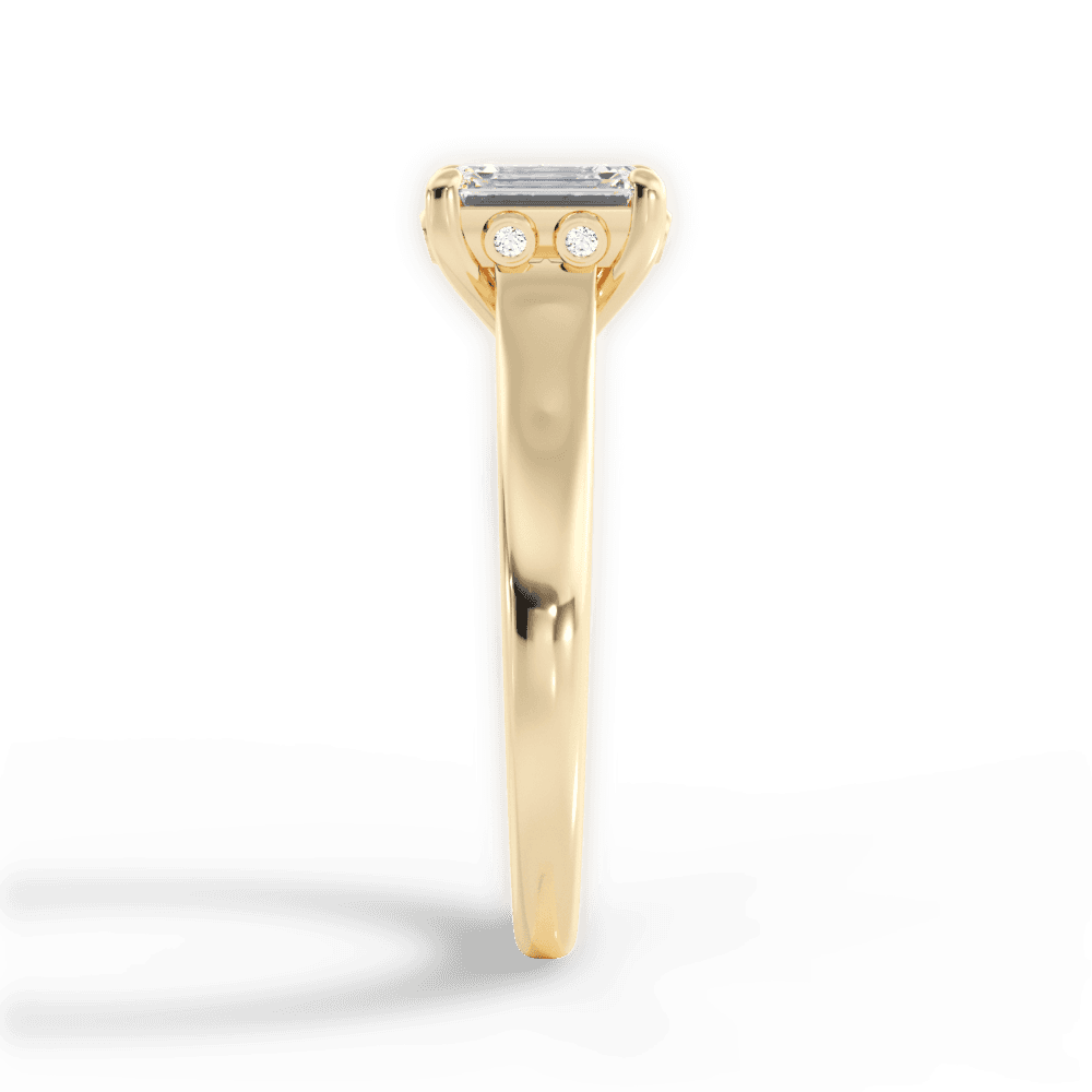 Carol Emerald Cut Lab Grown Diamond 18Kt Yellow Gold Engagement Ring - View 3