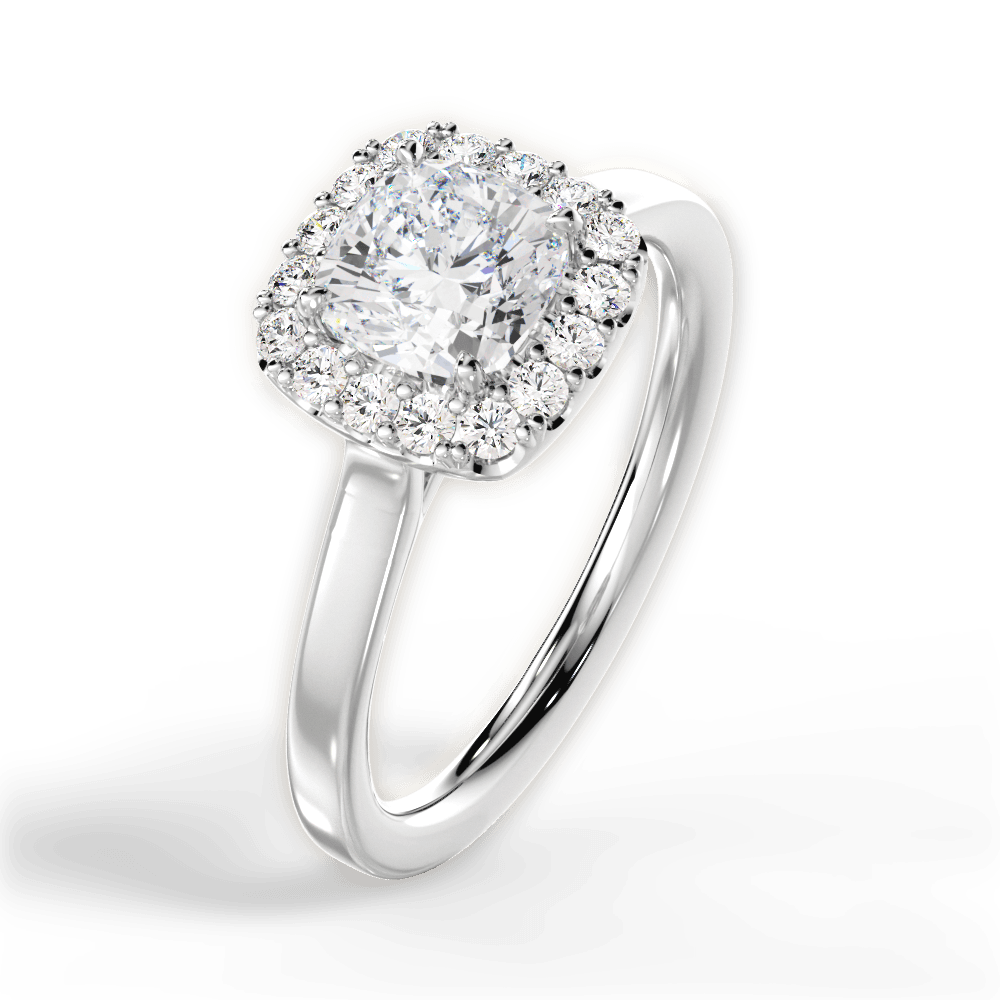 Fiona Cushion Cut Lab Grown Diamond 18Kt White Gold Engagement Ring - View 3
