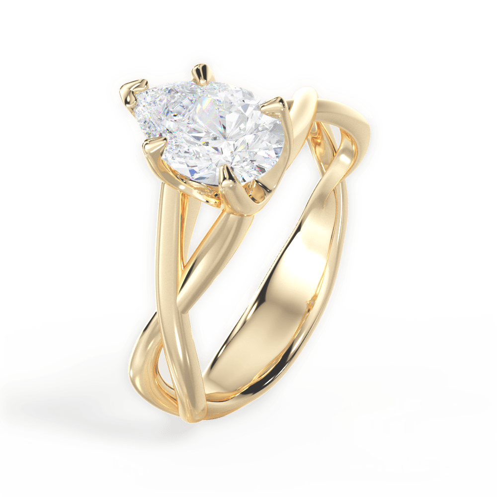 Aubrey Pear Cut Lab Grown Diamond 18Kt Yellow Gold Engagement Ring - View 3