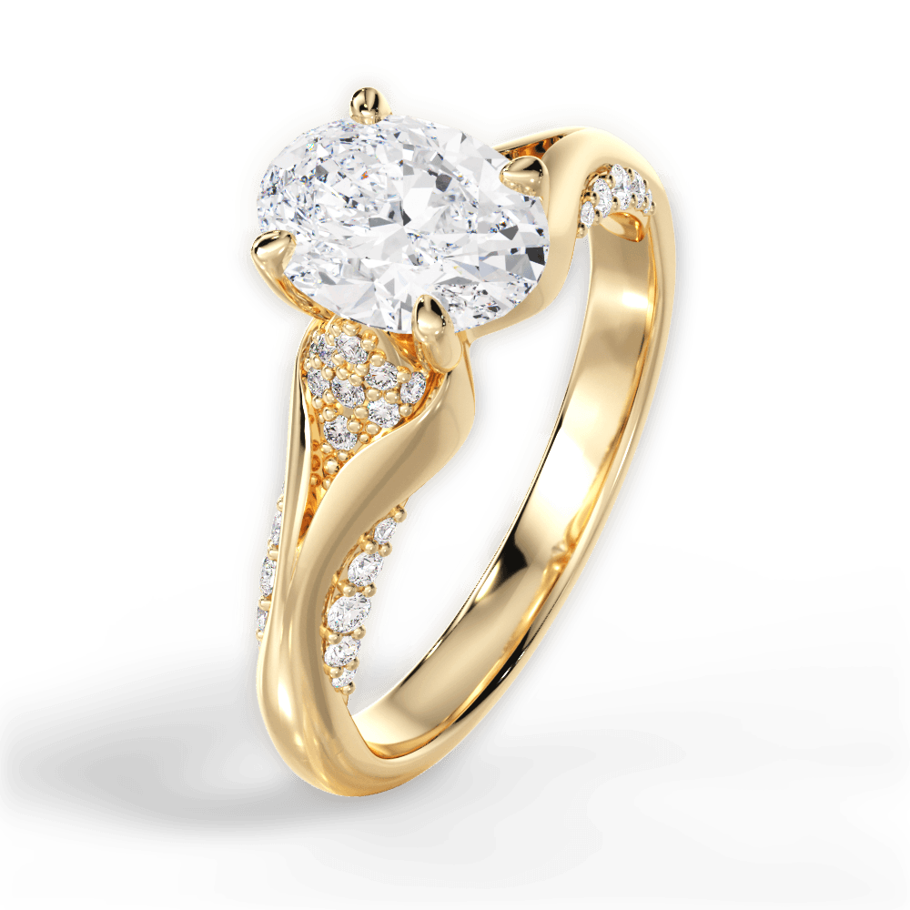 Isabel Oval Cut Lab Grown Diamond 18Kt Yellow Gold Engagement Ring - View 4