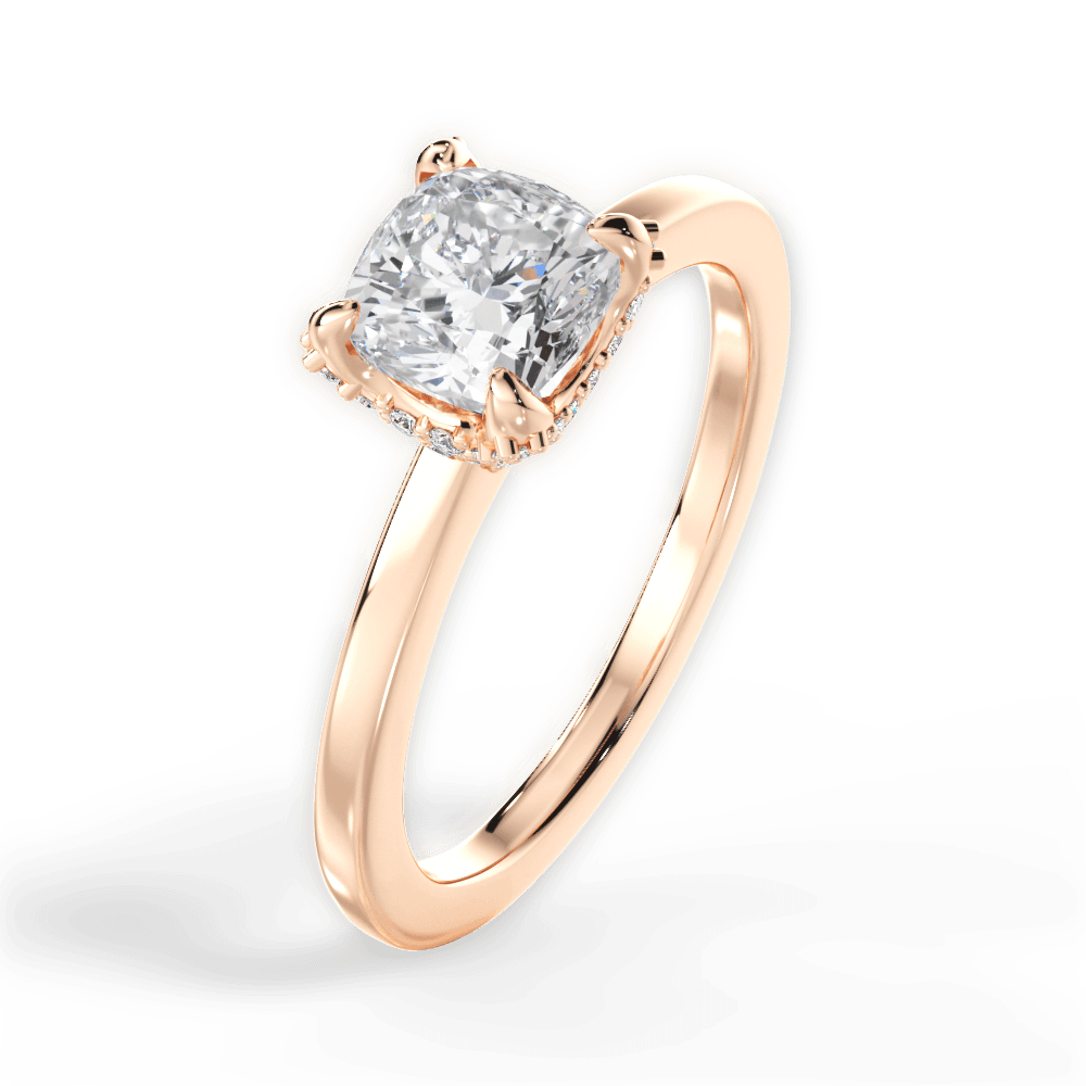 Gemma Cushion Cut Lab Grown Diamond 18Kt Rose Gold Engagement Ring - View 4
