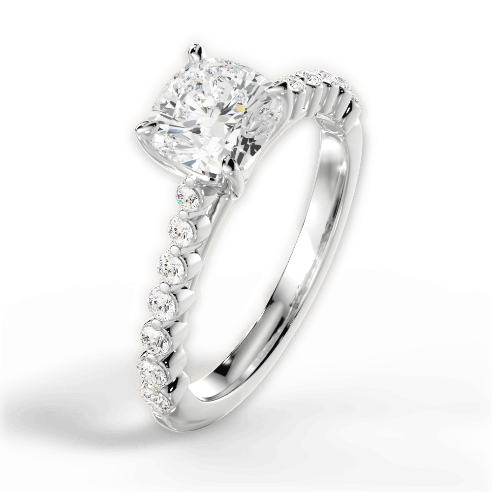 Dana Cushion Cut Lab Grown Diamond 14Kt White Gold Engagement Ring - View 3