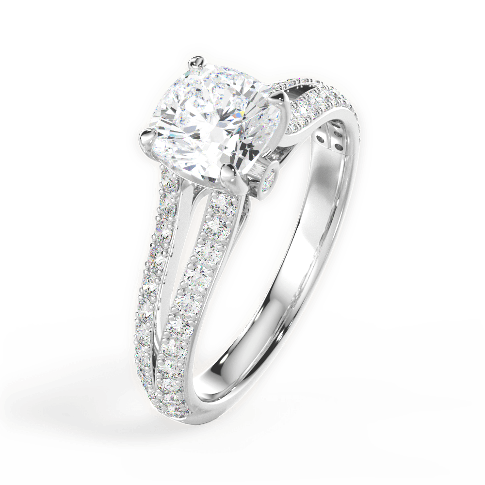 Kendra Cushion Cut Lab Grown Diamond Platinum Engagement Ring - View 4