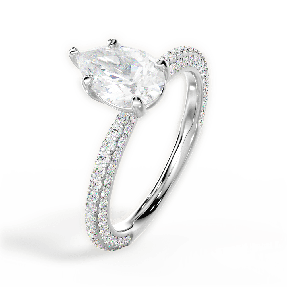 Kristen Pear Cut Lab Grown Diamond 18Kt White Gold Engagement Ring - View 4