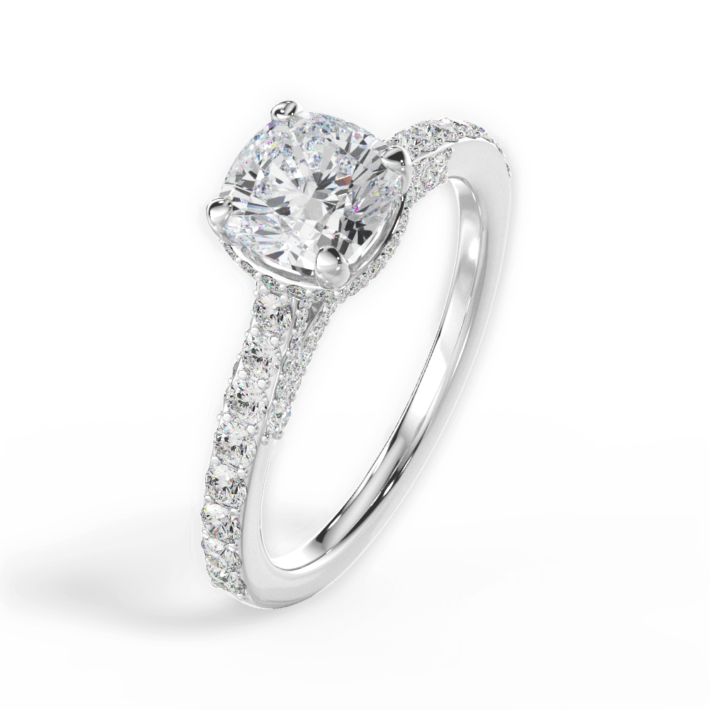 Laura Cushion Cut Lab Grown Diamond 14Kt White Gold Engagement Ring - View 4