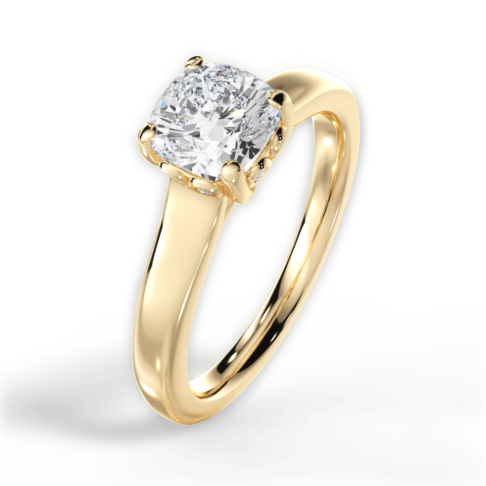 Carol Cushion Cut Lab Grown Diamond 18Kt Yellow Gold Engagement Ring - View 4