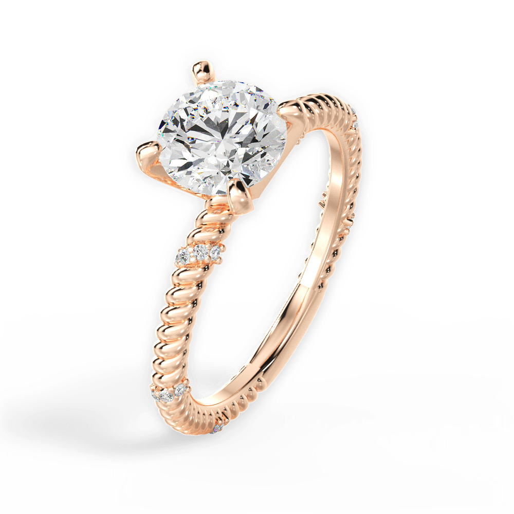Chloe Round Cut Lab Grown Diamond 18Kt Rose Gold Engagement Ring - View 2