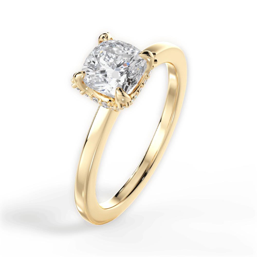 Gemma Cushion Cut Lab Grown Diamond 18Kt Yellow Gold Engagement Ring - View 3
