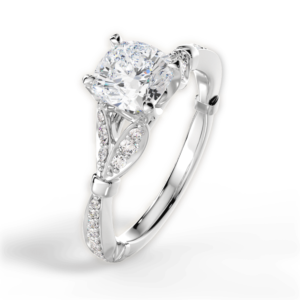 Geraldine Cushion Cut Lab Grown Diamond Platinum Engagement Ring - View 2