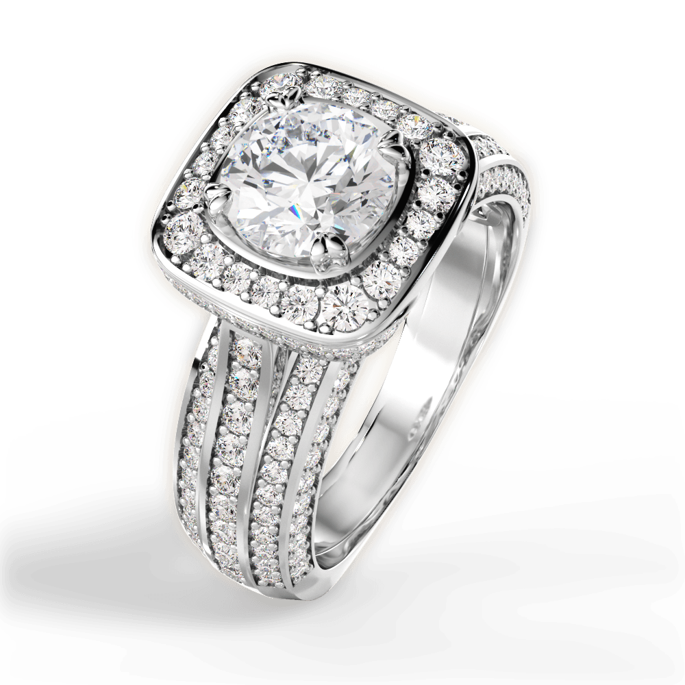Madison Round Cut Lab Grown Diamond 18Kt White Gold Engagement Ring - View 4