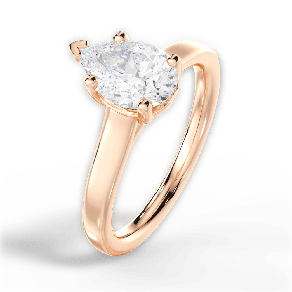 Ariana Pear Cut Lab Grown Diamond 18Kt Rose Gold Engagement Ring - View 4