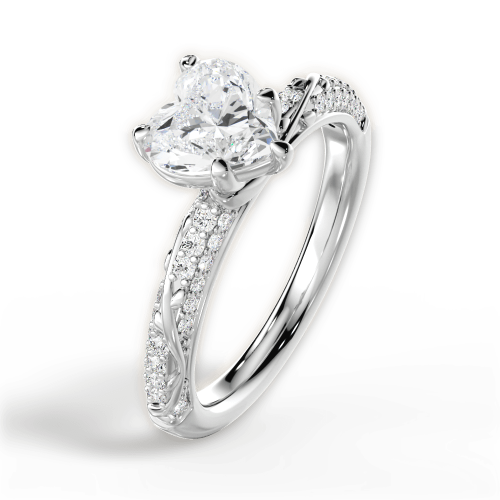 Gloria Heart Cut Lab Grown Diamond 14Kt White Gold Engagement Ring - View 4